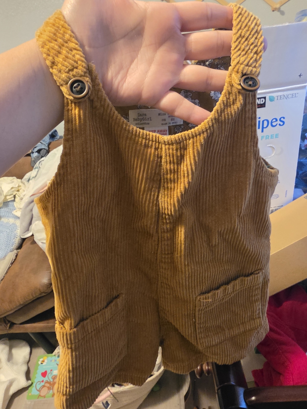 Zara Kids Corduroy Overalls in Mustard Brown